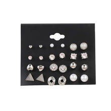 Load image into Gallery viewer, FNIO Women's Stud Earrings Crystal Pearl Earrings Set For Women Crystal Gold Silver Color Small Earrings Boho Jewelry 2020 New