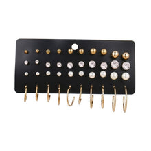 Load image into Gallery viewer, FNIO Women's Stud Earrings Crystal Pearl Earrings Set For Women Crystal Gold Silver Color Small Earrings Boho Jewelry 2020 New