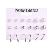 Load image into Gallery viewer, FNIO Women's Stud Earrings Crystal Pearl Earrings Set For Women Crystal Gold Silver Color Small Earrings Boho Jewelry 2020 New