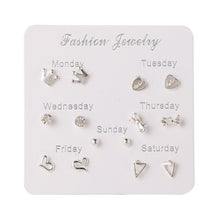 Load image into Gallery viewer, FNIO Women's Stud Earrings Crystal Pearl Earrings Set For Women Crystal Gold Silver Color Small Earrings Boho Jewelry 2020 New