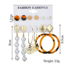 Load image into Gallery viewer, Exknl Women Earrings Set Acrylic Pearl Earrings For Women Bohemian Leopard Tassel Stud Earrings 2020 New Brincos Fashion Jewelry