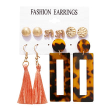 Load image into Gallery viewer, 2020 Women Earrings Set Acrylic Pearl Earrings For Women Acrylic Earrings New Set Bohemian Leopard Tassel Stud Earrings Jewelry