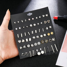 Load image into Gallery viewer, 30Pairs/set Classic Mix Round Ball Bow Elephant Heart Flower Owl Love Pearl Bead Stud Earrings Sets For Women Girl Gifts Jewelry