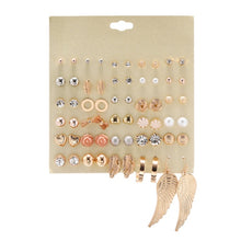Load image into Gallery viewer, 30Pairs/set Classic Mix Round Ball Bow Elephant Heart Flower Owl Love Pearl Bead Stud Earrings Sets For Women Girl Gifts Jewelry