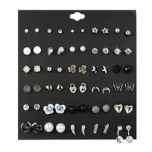 Load image into Gallery viewer, 30Pairs/set Classic Mix Round Ball Bow Elephant Heart Flower Owl Love Pearl Bead Stud Earrings Sets For Women Girl Gifts Jewelry