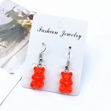 Load image into Gallery viewer, New Arrival Handmade Gummy Bear Earrings For Women Girl Funny Colorful Transparent Cartoon Bear Drop Earring brincos Jewelry