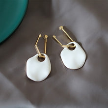 Load image into Gallery viewer, HUANZHI 2019 White Geometric Round Square Irregular Hollow Pearlescent Starry Sky Calla Lily Enamel Earrings for Women Girls