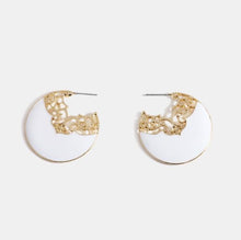 Load image into Gallery viewer, HUANZHI 2019 White Geometric Round Square Irregular Hollow Pearlescent Starry Sky Calla Lily Enamel Earrings for Women Girls