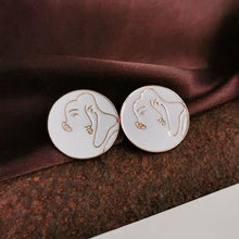 Load image into Gallery viewer, HUANZHI 2019 White Geometric Round Square Irregular Hollow Pearlescent Starry Sky Calla Lily Enamel Earrings for Women Girls