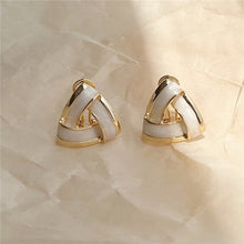 Load image into Gallery viewer, HUANZHI 2019 White Geometric Round Square Irregular Hollow Pearlescent Starry Sky Calla Lily Enamel Earrings for Women Girls