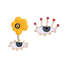 Load image into Gallery viewer, HUANZHI 2019 White Geometric Round Square Irregular Hollow Pearlescent Starry Sky Calla Lily Enamel Earrings for Women Girls