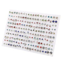 Load image into Gallery viewer, 100Pair/lot Multi-style Colorful Fruit Flower Geometric Crystal Stud Earrings Set For Women Girls Plastic Earrings Jewelry Gifts
