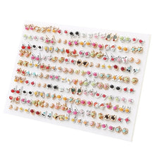 Load image into Gallery viewer, 100Pair/lot Multi-style Colorful Fruit Flower Geometric Crystal Stud Earrings Set For Women Girls Plastic Earrings Jewelry Gifts