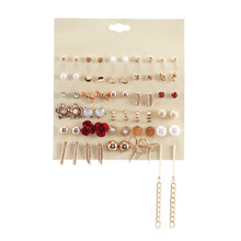 Load image into Gallery viewer, 30Pairs/set Classic Mix Round Ball Bow Elephant Heart Flower Owl Love Pearl Bead Stud Earrings Sets For Women Girl Gifts Jewelry