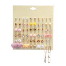 Load image into Gallery viewer, 30Pairs/set Classic Mix Round Ball Bow Elephant Heart Flower Owl Love Pearl Bead Stud Earrings Sets For Women Girl Gifts Jewelry