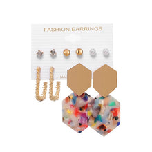 Load image into Gallery viewer, Tassel Acrylic Earrings For Women Bohemian Earrings Set Big Geometric Drop Earring 2020 Pearl Earrings Set DIY Fashion Jewelry