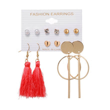 Load image into Gallery viewer, Tassel Acrylic Earrings For Women Bohemian Earrings Set Big Geometric Drop Earring 2020 Pearl Earrings Set DIY Fashion Jewelry