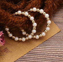 Load image into Gallery viewer, Simple Plain Gold Color Metal Pearl Hoop Earrings Fashion Big Circle Hoops Statement Earrings for Women Party Jewelry