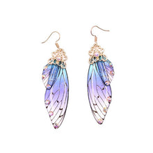Load image into Gallery viewer, New Handmade Fairy Simulation Wing Earrings Insect Butterfly Wing Drop Earrings Foil Rhinestone Earrings Romantic Bridal Jewelry