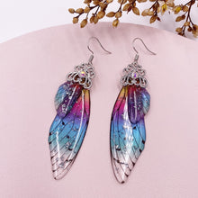 Load image into Gallery viewer, New Handmade Fairy Simulation Wing Earrings Insect Butterfly Wing Drop Earrings Foil Rhinestone Earrings Romantic Bridal Jewelry