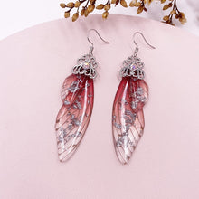 Load image into Gallery viewer, New Handmade Fairy Simulation Wing Earrings Insect Butterfly Wing Drop Earrings Foil Rhinestone Earrings Romantic Bridal Jewelry
