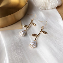 Load image into Gallery viewer, HUANZHI 2019 White Geometric Round Square Irregular Hollow Pearlescent Starry Sky Calla Lily Enamel Earrings for Women Girls