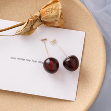 Load image into Gallery viewer, AOMU 2020 New Japan Korean Cherry Fruit Shaped Drop Earrings For Women Sweet Girls Cute Brincos Line Pendientes Jewelry Gifts