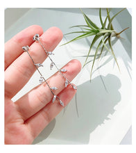 Load image into Gallery viewer, OBEAR Silver Plated Crystal Leaf Tassel Drop Earrings For Women Wedding Fashion Jewelry Gift