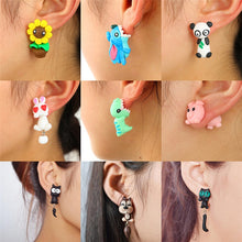 Load image into Gallery viewer, Luokey Cute Animal Earrings For Women Hanging 3D Cartoon Lovely Dog Stud Earrings Flower Panda Polymer Clay Girls Earing Jewelry