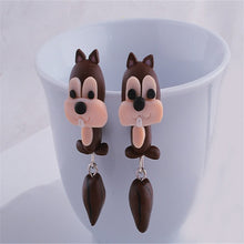 Load image into Gallery viewer, Luokey Cute Animal Earrings For Women Hanging 3D Cartoon Lovely Dog Stud Earrings Flower Panda Polymer Clay Girls Earing Jewelry
