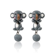 Load image into Gallery viewer, Luokey Cute Animal Earrings For Women Hanging 3D Cartoon Lovely Dog Stud Earrings Flower Panda Polymer Clay Girls Earing Jewelry