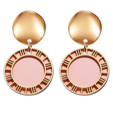 Load image into Gallery viewer, POXAM New Korean Statement Round Earrings For Women Geometric Gold Shell Fluff Dangle Drop Earrings Brincos 2020 Fashion Jewelry