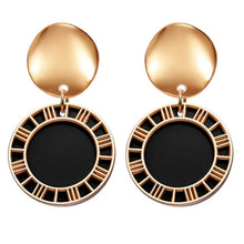 Load image into Gallery viewer, POXAM New Korean Statement Round Earrings For Women Geometric Gold Shell Fluff Dangle Drop Earrings Brincos 2020 Fashion Jewelry