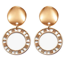 Load image into Gallery viewer, POXAM New Korean Statement Round Earrings For Women Geometric Gold Shell Fluff Dangle Drop Earrings Brincos 2020 Fashion Jewelry