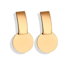Load image into Gallery viewer, POXAM New Korean Statement Round Earrings For Women Geometric Gold Shell Fluff Dangle Drop Earrings Brincos 2020 Fashion Jewelry