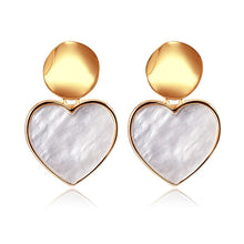 Load image into Gallery viewer, POXAM New Korean Statement Round Earrings For Women Geometric Gold Shell Fluff Dangle Drop Earrings Brincos 2020 Fashion Jewelry