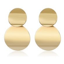 Load image into Gallery viewer, POXAM New Korean Statement Round Earrings For Women Geometric Gold Shell Fluff Dangle Drop Earrings Brincos 2020 Fashion Jewelry