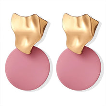Load image into Gallery viewer, POXAM New Korean Statement Round Earrings For Women Geometric Gold Shell Fluff Dangle Drop Earrings Brincos 2020 Fashion Jewelry