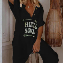 Load image into Gallery viewer, Oversize Linen Short Sleeve Women's Jumpsuits V-neck Printed Buttons Pockets Female Rompers 2020 Summer Casual Ladies Jumpsuit
