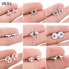 Load image into Gallery viewer, SMJEL Stainless Steel Ballet Stud Earrings for Women Girls Fashion Flower Heart Bird Small Earings Jewelry Pendientes Gifts