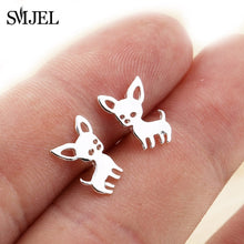 Load image into Gallery viewer, SMJEL Stainless Steel Ballet Stud Earrings for Women Girls Fashion Flower Heart Bird Small Earings Jewelry Pendientes Gifts