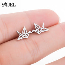 Load image into Gallery viewer, SMJEL Stainless Steel Ballet Stud Earrings for Women Girls Fashion Flower Heart Bird Small Earings Jewelry Pendientes Gifts