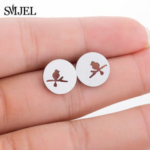 Load image into Gallery viewer, SMJEL Stainless Steel Ballet Stud Earrings for Women Girls Fashion Flower Heart Bird Small Earings Jewelry Pendientes Gifts