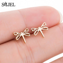 Load image into Gallery viewer, SMJEL Stainless Steel Ballet Stud Earrings for Women Girls Fashion Flower Heart Bird Small Earings Jewelry Pendientes Gifts