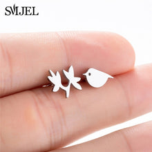 Load image into Gallery viewer, SMJEL Stainless Steel Ballet Stud Earrings for Women Girls Fashion Flower Heart Bird Small Earings Jewelry Pendientes Gifts