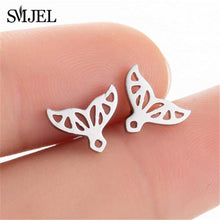 Load image into Gallery viewer, SMJEL Stainless Steel Ballet Stud Earrings for Women Girls Fashion Flower Heart Bird Small Earings Jewelry Pendientes Gifts