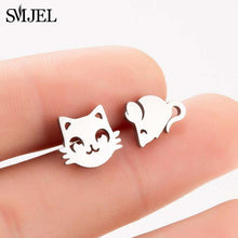 Load image into Gallery viewer, SMJEL Stainless Steel Ballet Stud Earrings for Women Girls Fashion Flower Heart Bird Small Earings Jewelry Pendientes Gifts