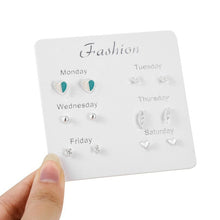 Load image into Gallery viewer, Luokey City 2020 Fashion Korean Stud Earrings For Women New Small Heart Moon Star Pearl Earrings Set Wedding Jewelry Accessories