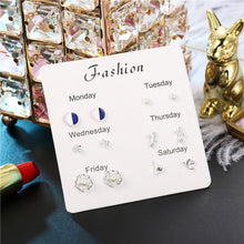 Load image into Gallery viewer, Luokey City 2020 Fashion Korean Stud Earrings For Women New Small Heart Moon Star Pearl Earrings Set Wedding Jewelry Accessories