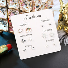 Load image into Gallery viewer, Luokey City 2020 Fashion Korean Stud Earrings For Women New Small Heart Moon Star Pearl Earrings Set Wedding Jewelry Accessories